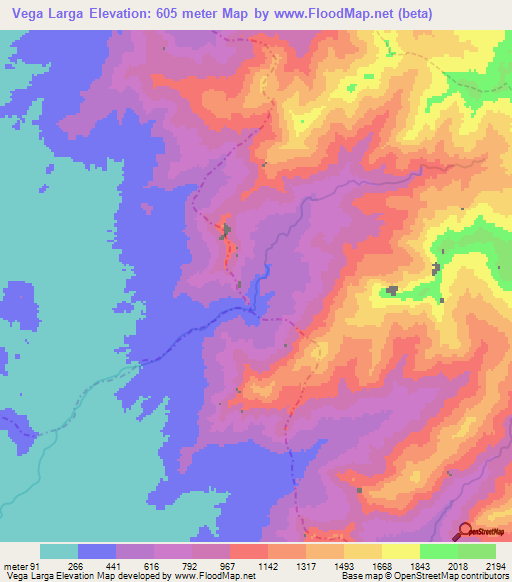 Vega Larga,Peru Elevation Map