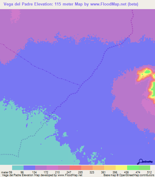 Vega del Padre,Peru Elevation Map