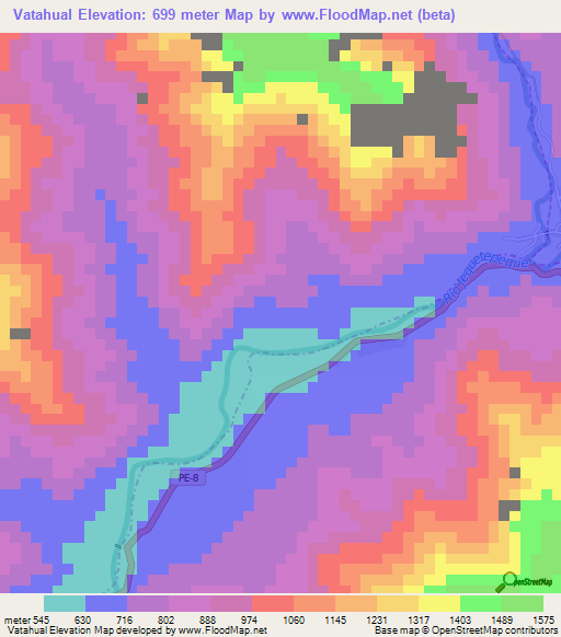 Vatahual,Peru Elevation Map