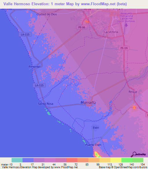 Valle Hermoso,Peru Elevation Map