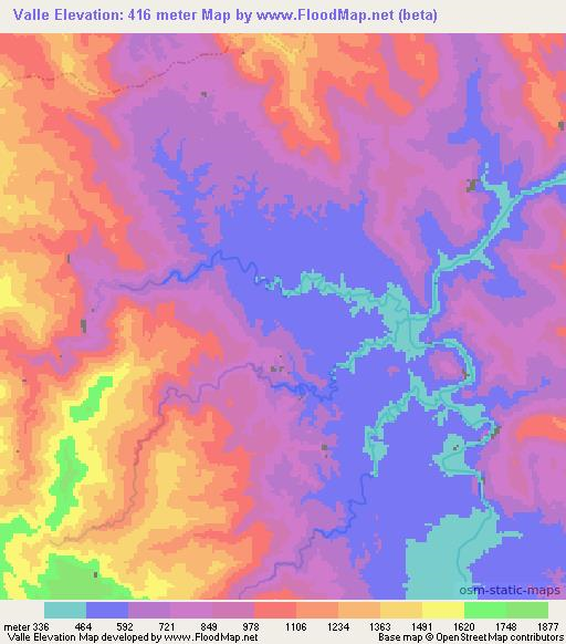 Valle,Peru Elevation Map