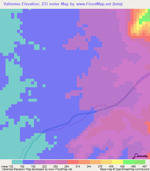 Valientes,Peru Elevation Map