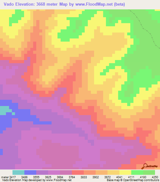Vado,Peru Elevation Map