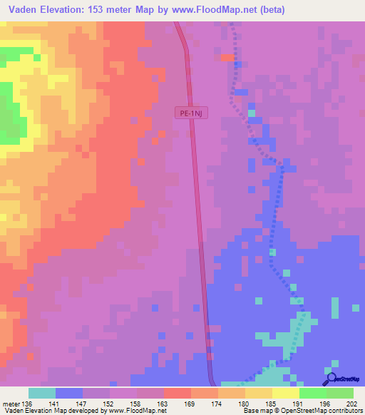Vaden,Peru Elevation Map