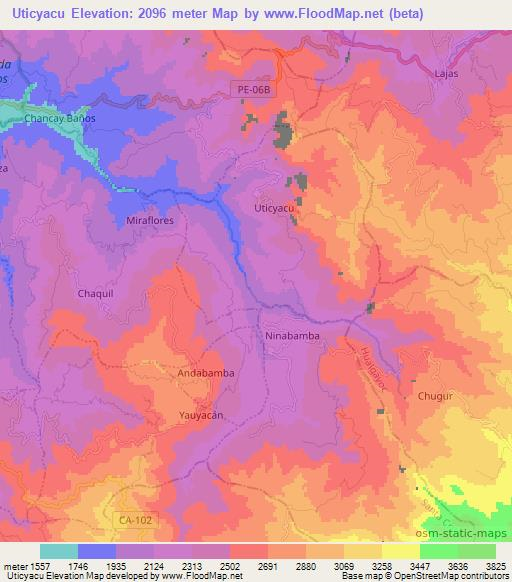 Uticyacu,Peru Elevation Map