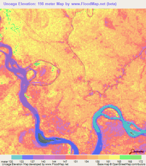 Unoaga,Peru Elevation Map