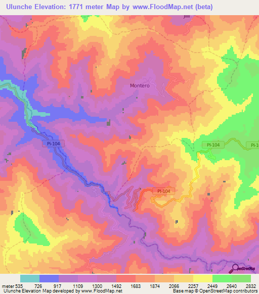 Ulunche,Peru Elevation Map