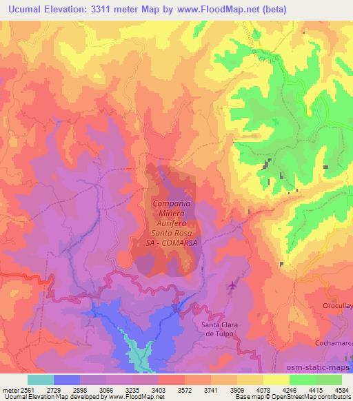 Ucumal,Peru Elevation Map