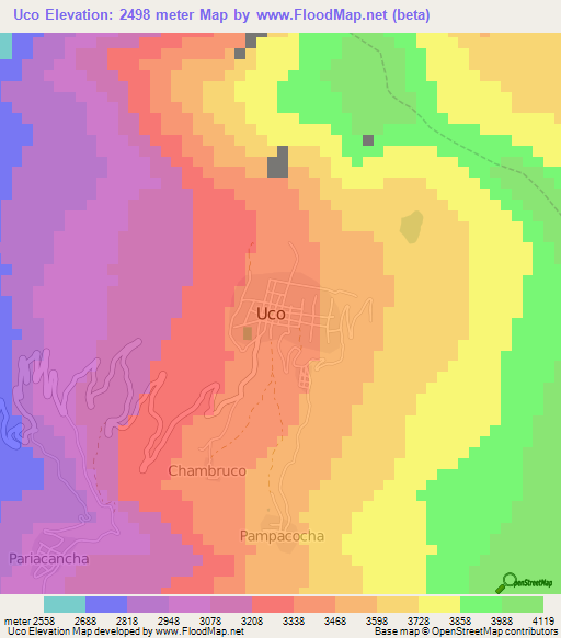 Uco,Peru Elevation Map