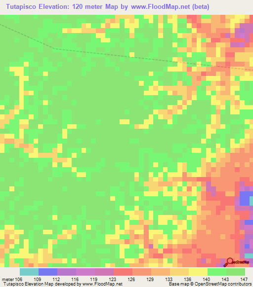 Tutapisco,Peru Elevation Map
