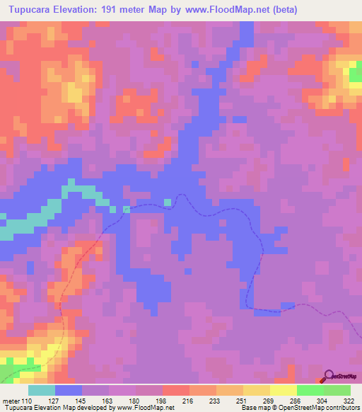 Tupucara,Peru Elevation Map
