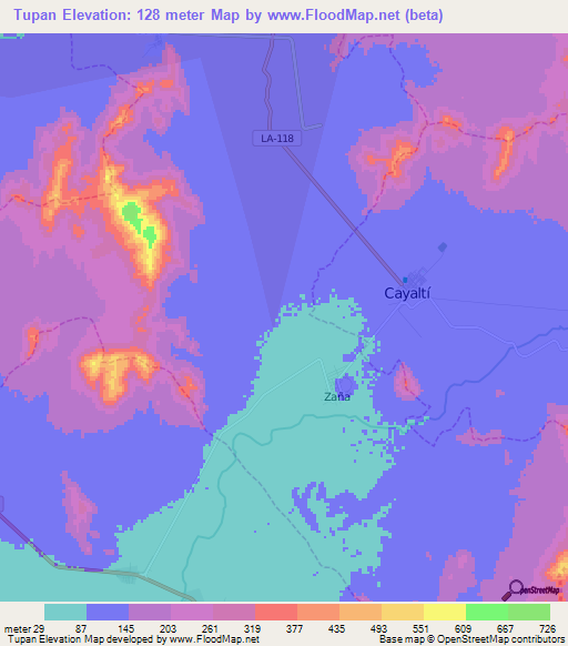 Tupan,Peru Elevation Map