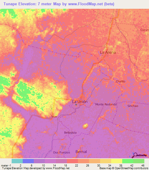 Tunape,Peru Elevation Map