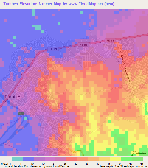 Tumbes,Peru Elevation Map