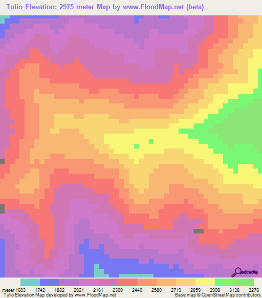 Tulio,Peru Elevation Map