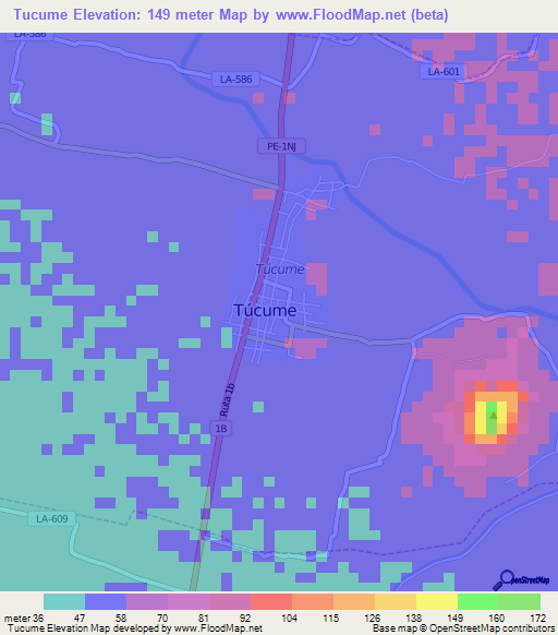 Tucume,Peru Elevation Map