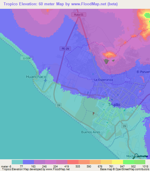 Tropico,Peru Elevation Map