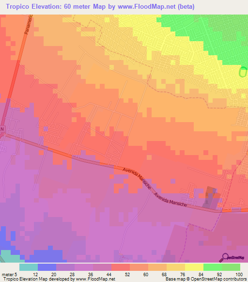 Tropico,Peru Elevation Map