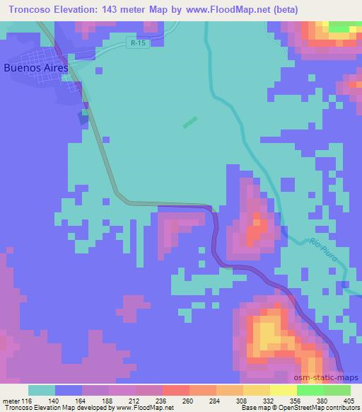 Troncoso,Peru Elevation Map