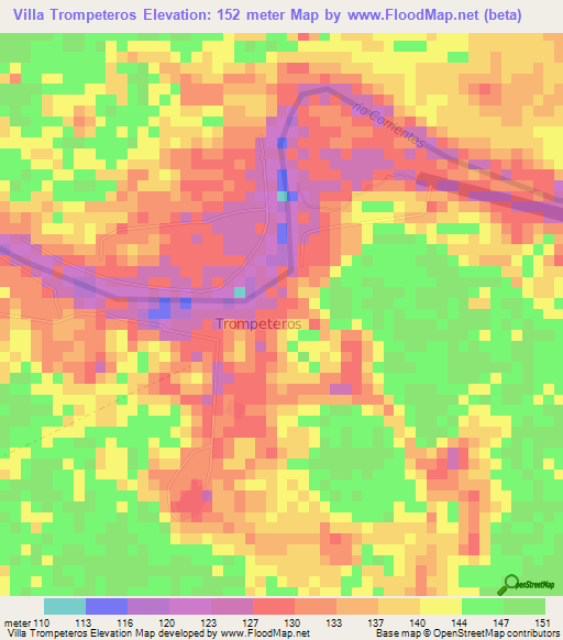 Villa Trompeteros,Peru Elevation Map
