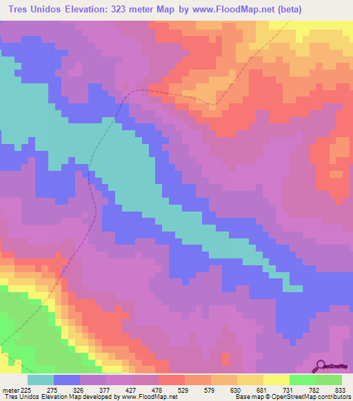 Tres Unidos,Peru Elevation Map