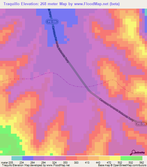 Traquillo,Peru Elevation Map