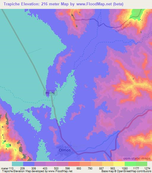 Trapiche,Peru Elevation Map