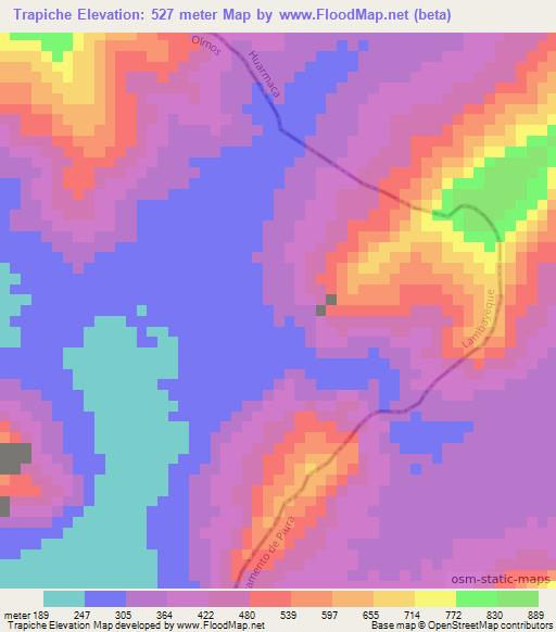 Trapiche,Peru Elevation Map