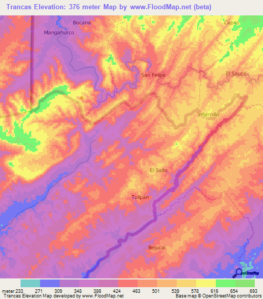 Trancas,Peru Elevation Map