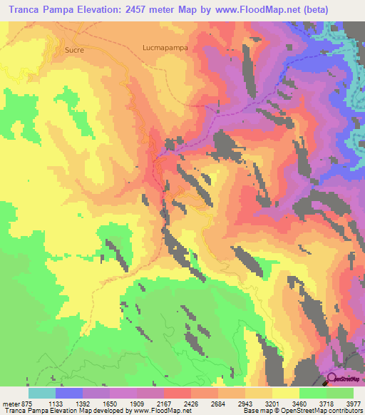 Tranca Pampa,Peru Elevation Map