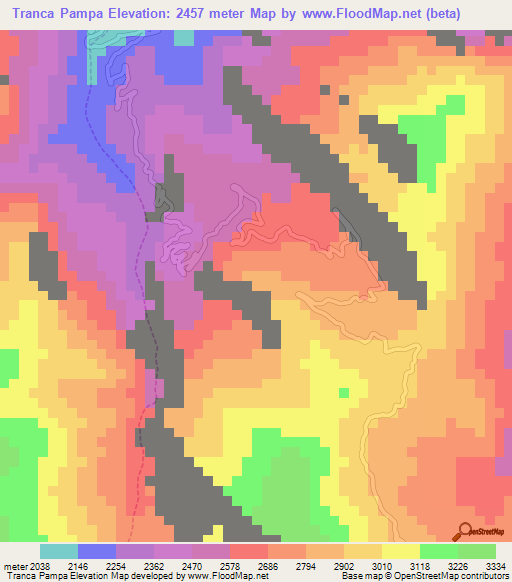 Tranca Pampa,Peru Elevation Map