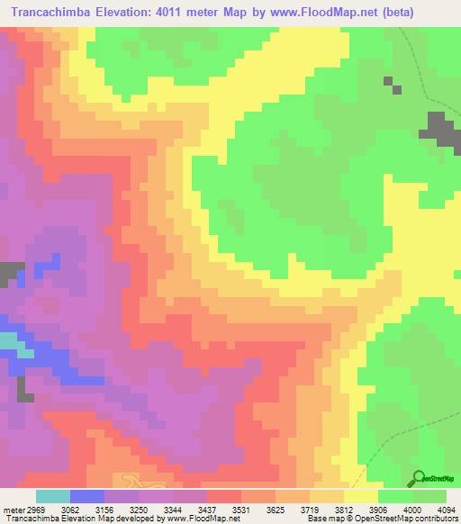 Trancachimba,Peru Elevation Map