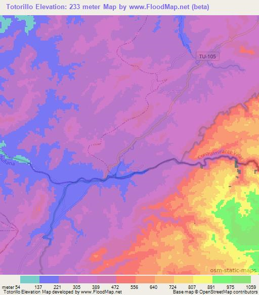 Totorillo,Peru Elevation Map