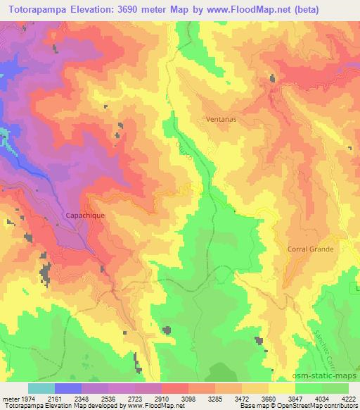 Totorapampa,Peru Elevation Map