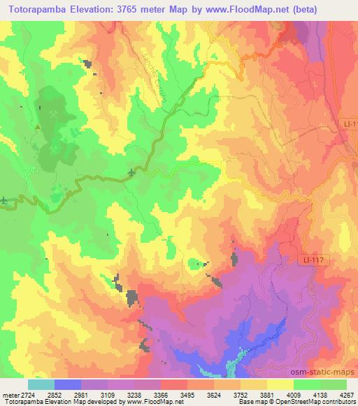 Totorapamba,Peru Elevation Map