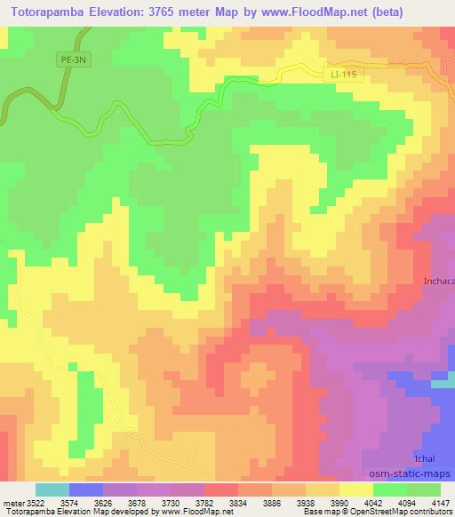 Totorapamba,Peru Elevation Map