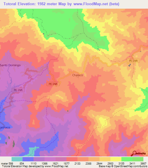 Totoral,Peru Elevation Map