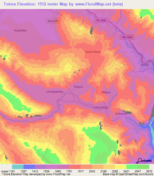 Totora,Peru Elevation Map