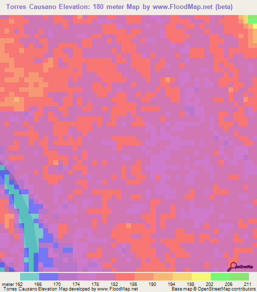 Torres Causano,Peru Elevation Map