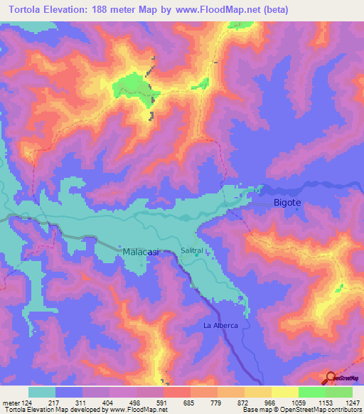 Tortola,Peru Elevation Map