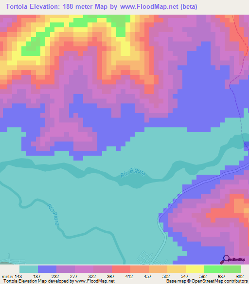 Tortola,Peru Elevation Map