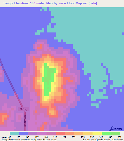 Tongo,Peru Elevation Map