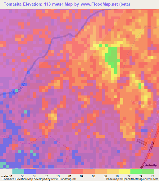 Tomasita,Peru Elevation Map