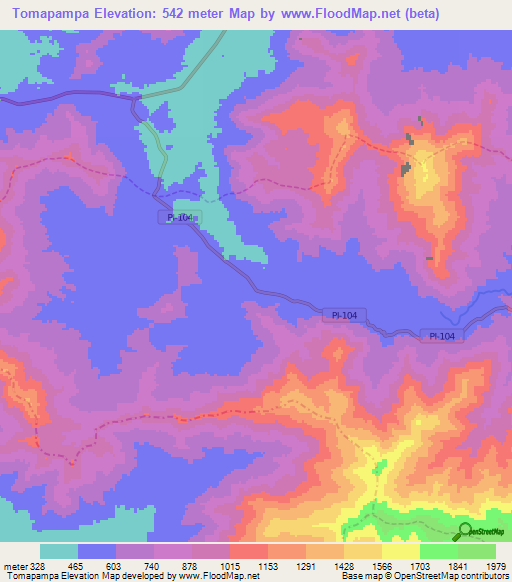 Tomapampa,Peru Elevation Map