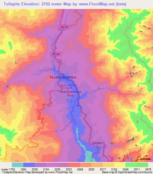 Tollapite,Peru Elevation Map