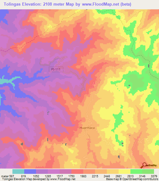 Tolingas,Peru Elevation Map