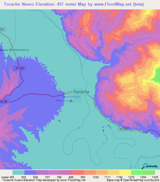 Tocache Nuevo,Peru Elevation Map
