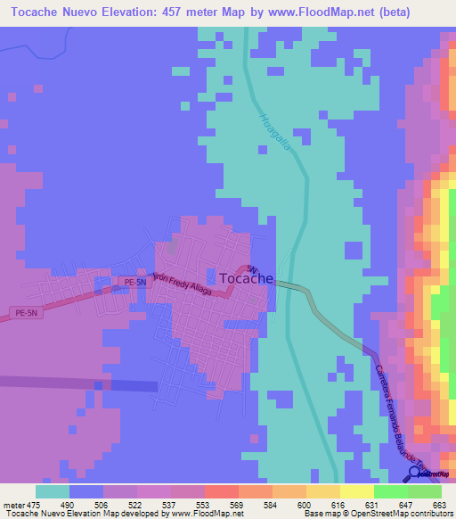 Tocache Nuevo,Peru Elevation Map