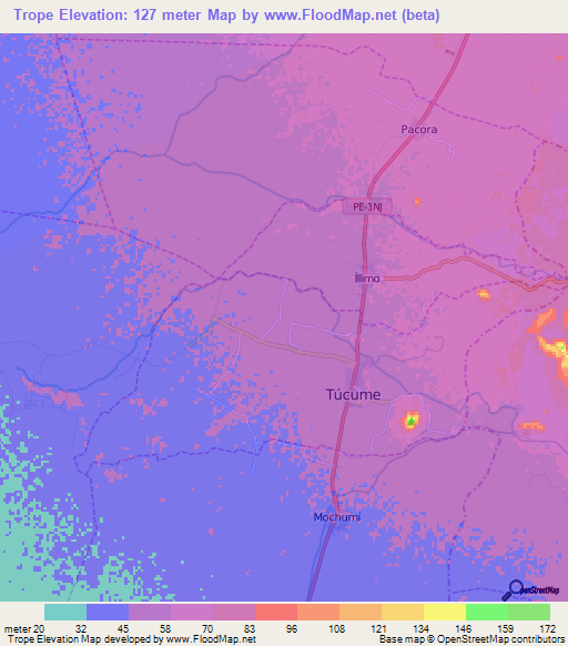 Trope,Peru Elevation Map
