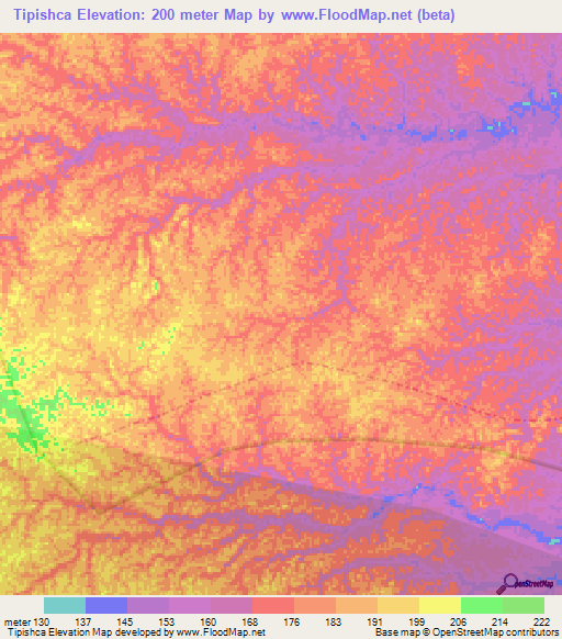 Tipishca,Peru Elevation Map
